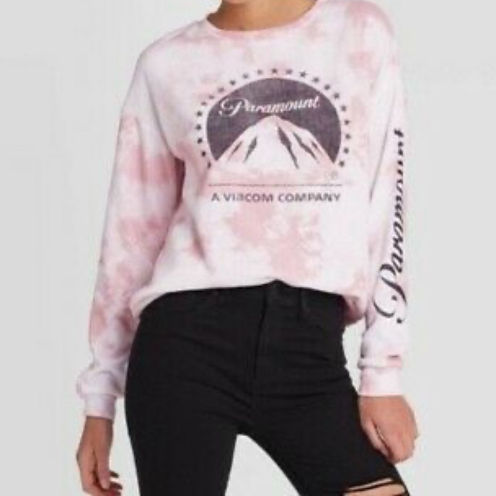 Paramount boho pink tie dye sweater pullover crew neck long sleeves medium